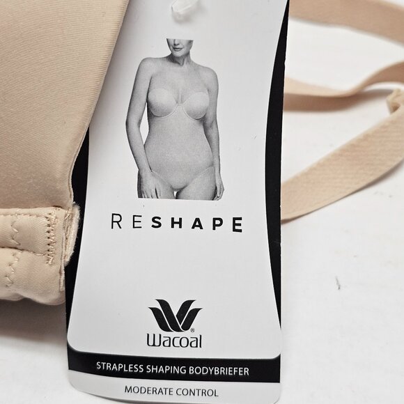 New Wacoal RESHAPE Strapless Shaping Body Briefer Nude Tan Moderate Control 34D - Picture 1 of 12